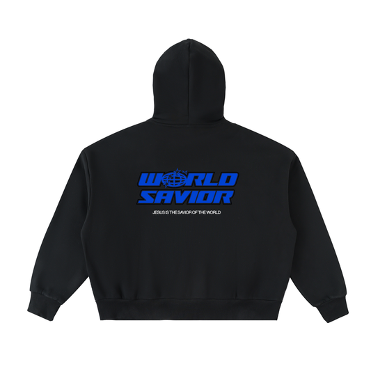 WORLD SAVIOR Fleeced Full-Zip Boxy Hoodie